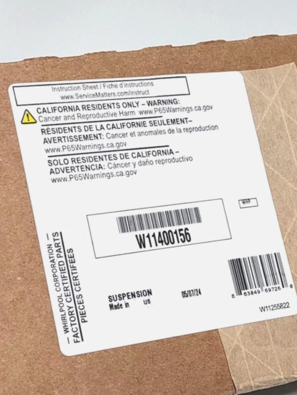 W11400156 Suspension Rod Kit BRAND NEW OEM WTW8120HW0 WTW8120HC0 WTW7120HW0